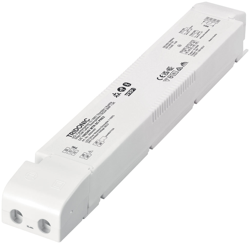 LED-Treiber MTR SC PRE2 LC 100/24V mit aufgesetzter Klemmenabdeckung, zwei Kabeldurchführungen vorn