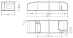 Maßzeichnung MTR SC PRE2 LC 150/24V mit 325 mm Länge, 43 mm Breite und 30,2 mm Höhe, Seiten- und Draufsicht