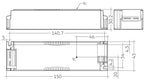 Technische Zeichnung des 35-Watt-Treibers mit Gehäusehöhe und tc-Punkt