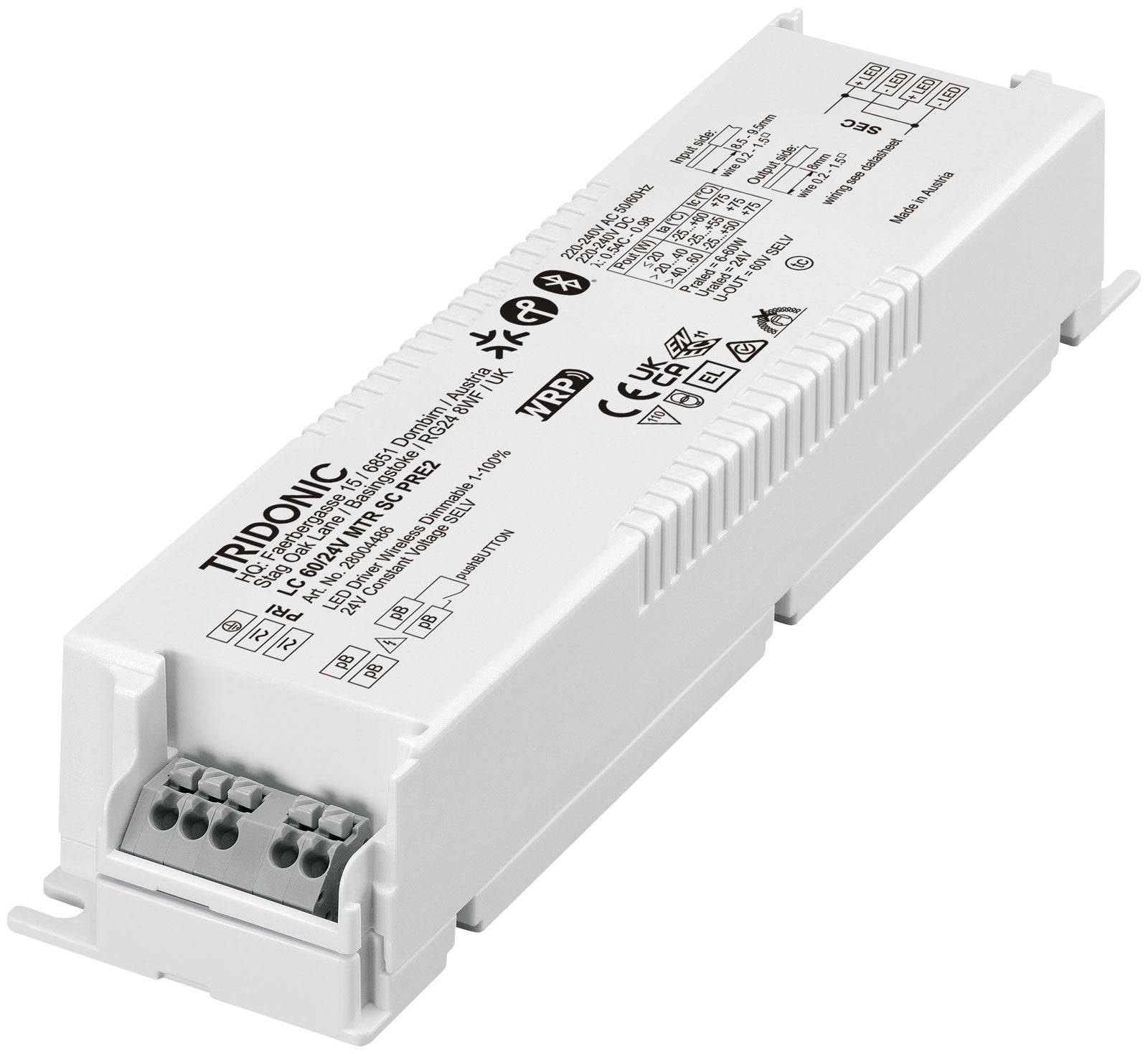 Tridonic LED-Treiber in der 60-Watt-Ausführung mit Typenschild