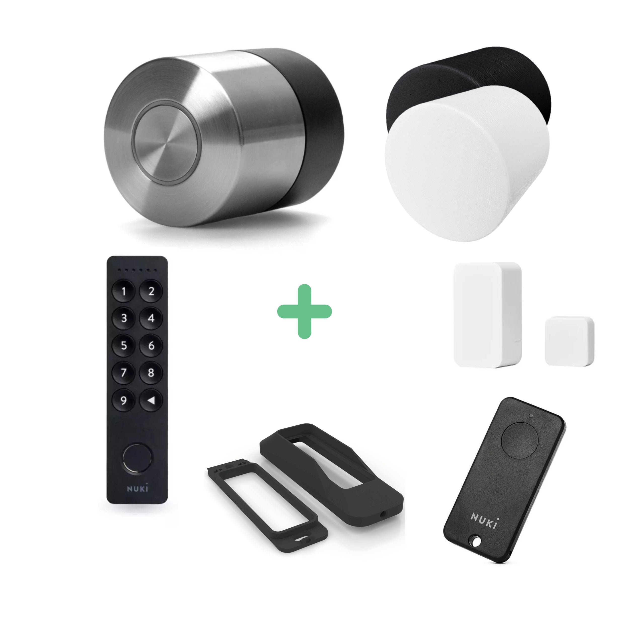 Nuki Smart Lock Pro (5. Gen) mit Schutzabdeckungen, Keypad 2, Diebstahlschutz, Door Sensor und Fob