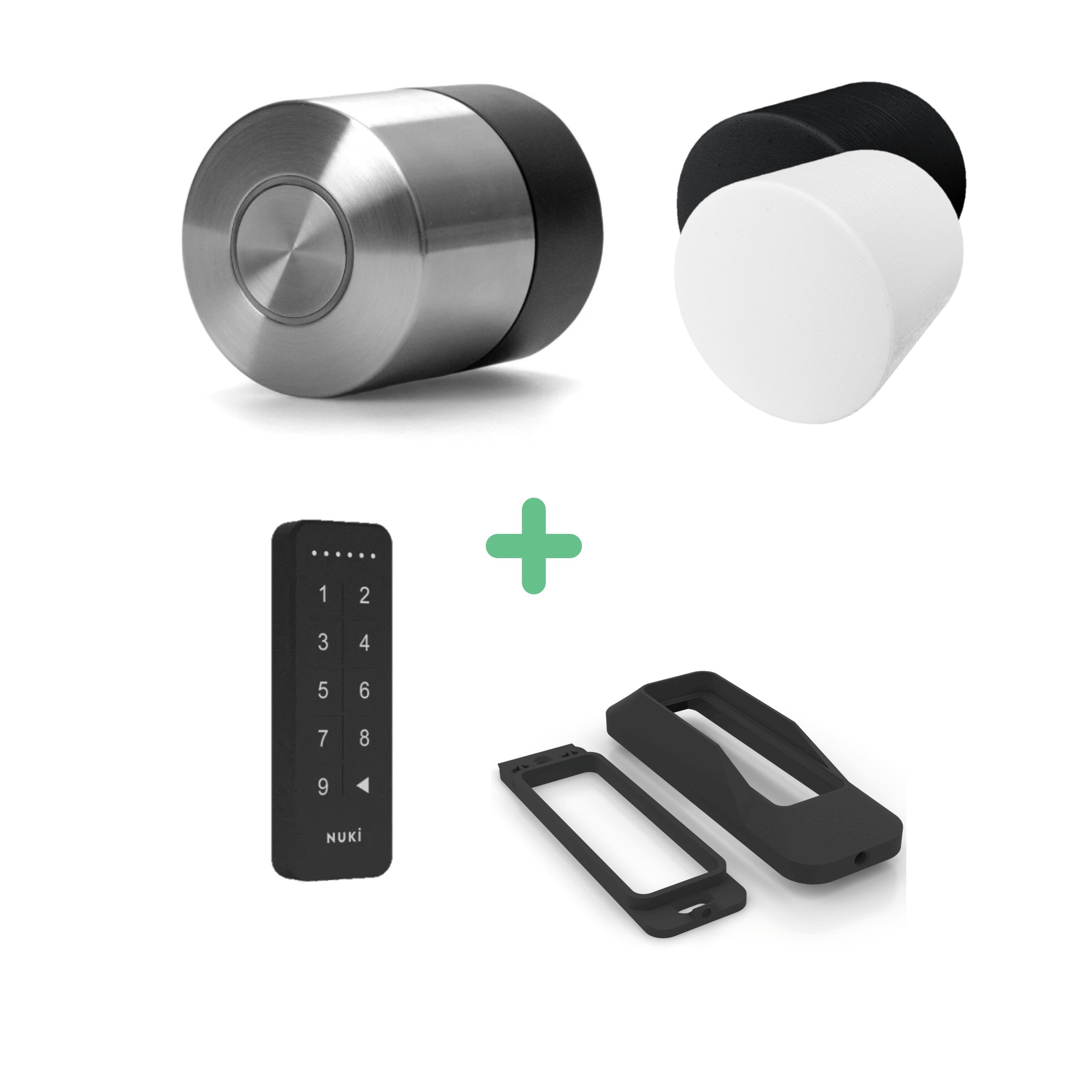 Nuki Smart Lock Pro (5. Gen) mit Schutzabdeckungen, dem Keypad mit flachen Tasten und Diebstahlschutz