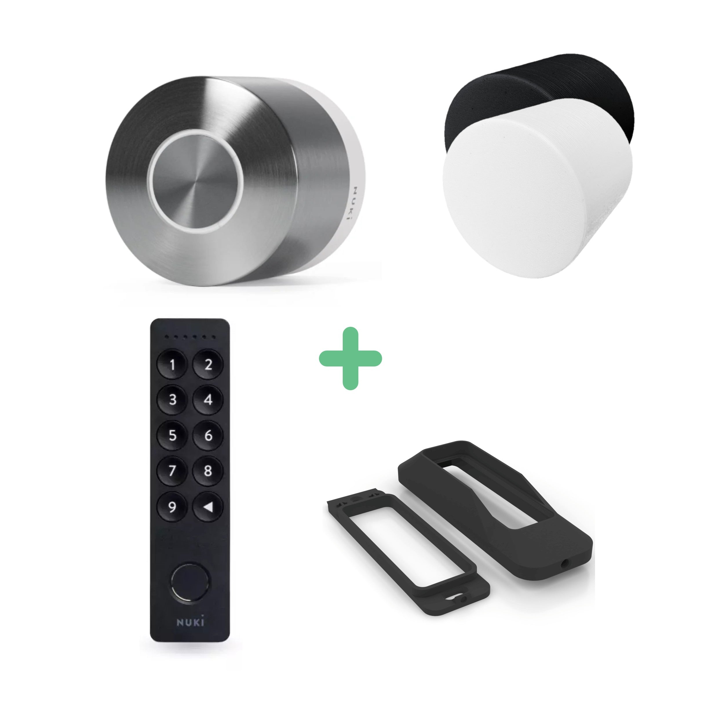 Nuki Smart Lock Ultra mit Schutzabdeckungen, Keypad 2 mit Fingerabdrucktaste und Diebstahlschutz
