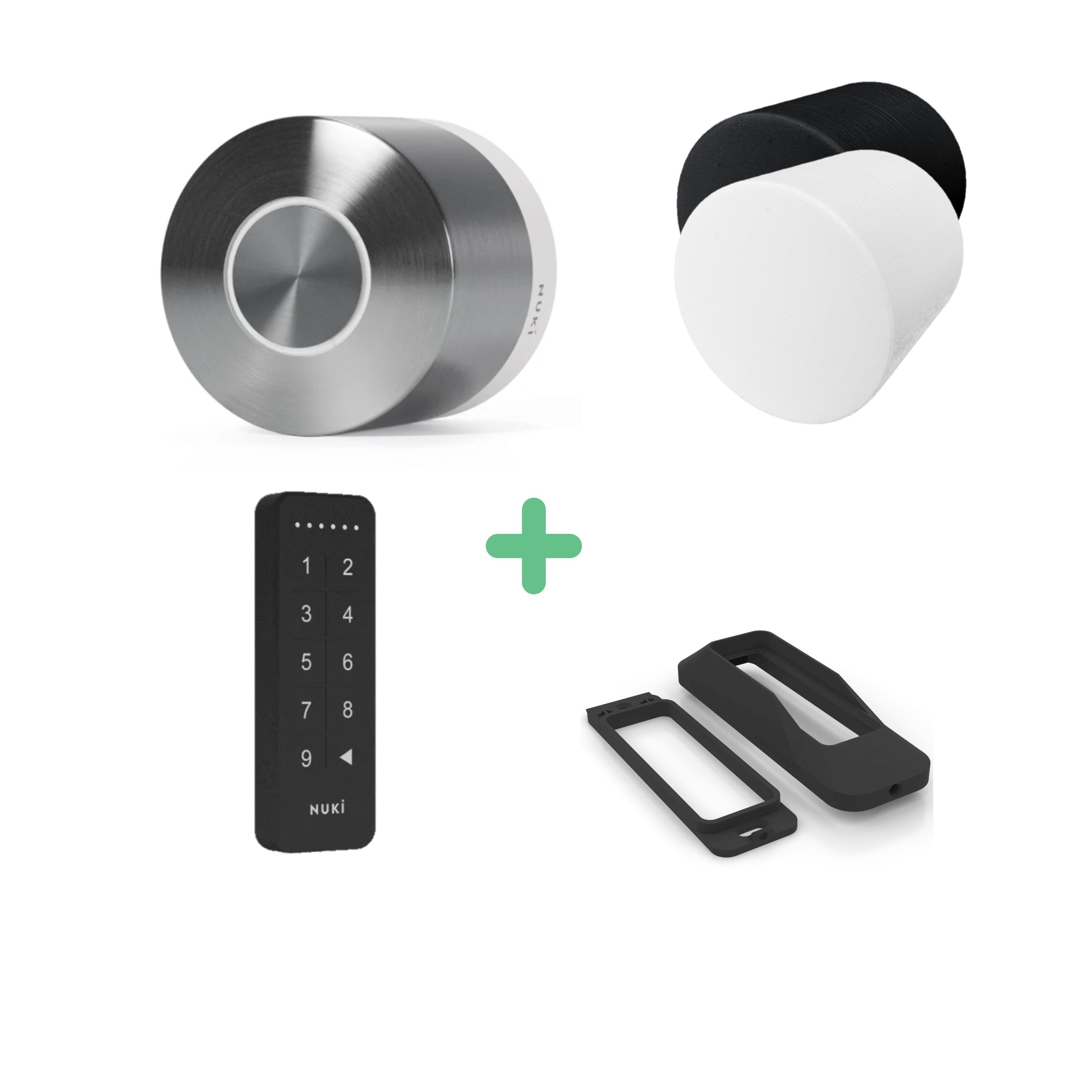 Nuki Smart Lock Ultra mit Schutzabdeckungen, flachem Keypad mit Zifferntasten und Diebstahlschutz