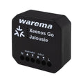 Schwarzes Unterputz-Modul Warema Xeenos Go Aktor Jalousie, Frontseite mit Aufdruck Jalousie und sechs Klemmen